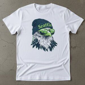 Seattle Eagle Beanie Shirt – Funny Seattle Football Fan Tee – Cool Hawk Graphic